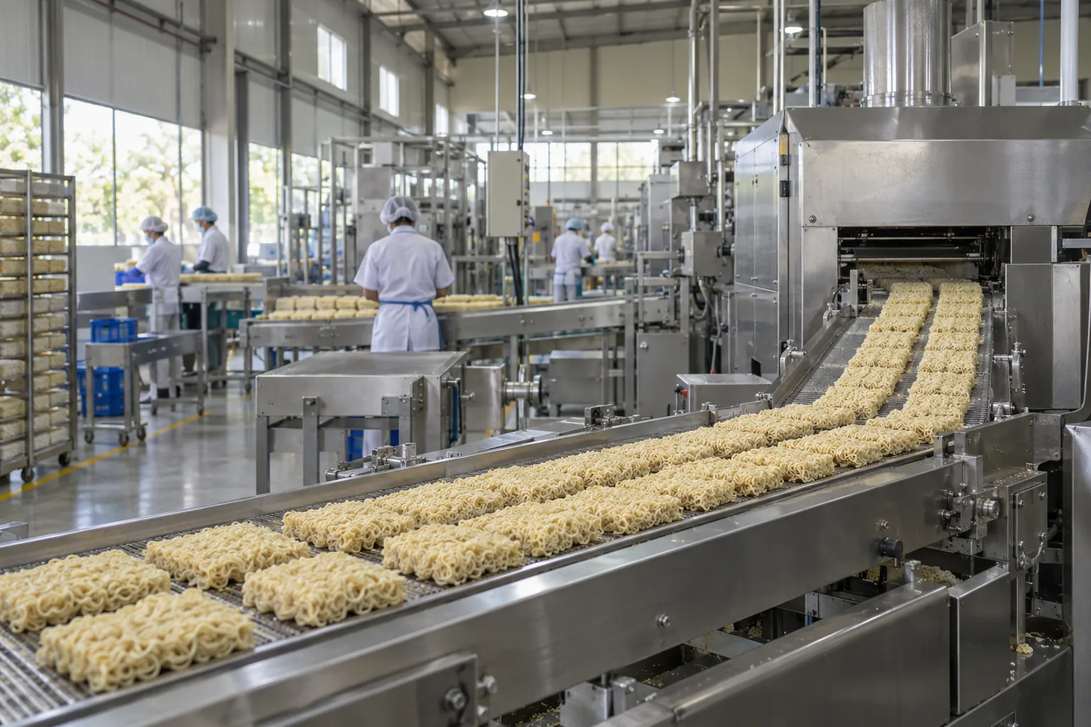 Illustrative noodle manufacturing image; not the LM Manufacturing facility